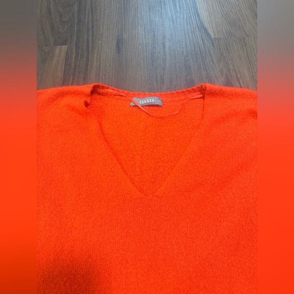 Oasis Bright Orange V-Neck Sweater - Picture 3 of 7